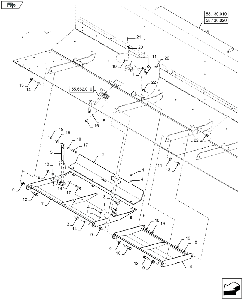 Схема запчастей Case IH 3050-25FT L - (58.130.121) - SKID PLATES, RIGHT-HAND SIDE - D052 (58) - ATTACHMENTS/HEADERS