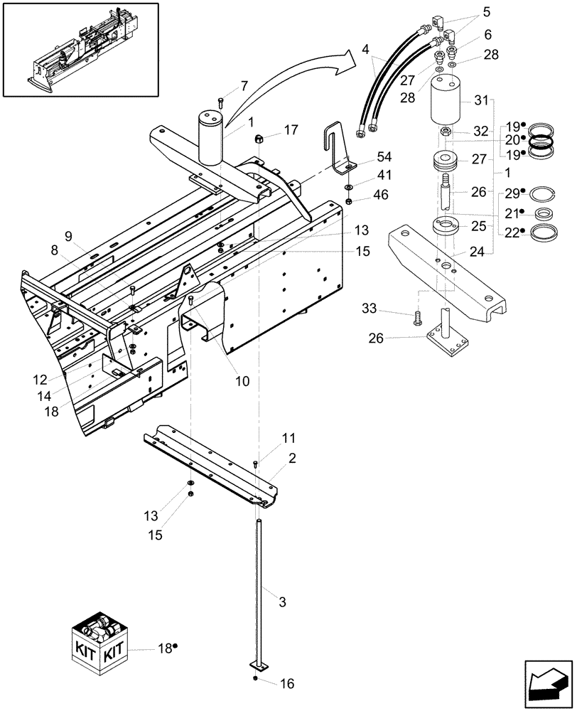 Схема запчастей Case IH SB541C - (35.550.11) - HYDRAULIC BALE TENSION CYLINDER (35) - HYDRAULIC SYSTEMS