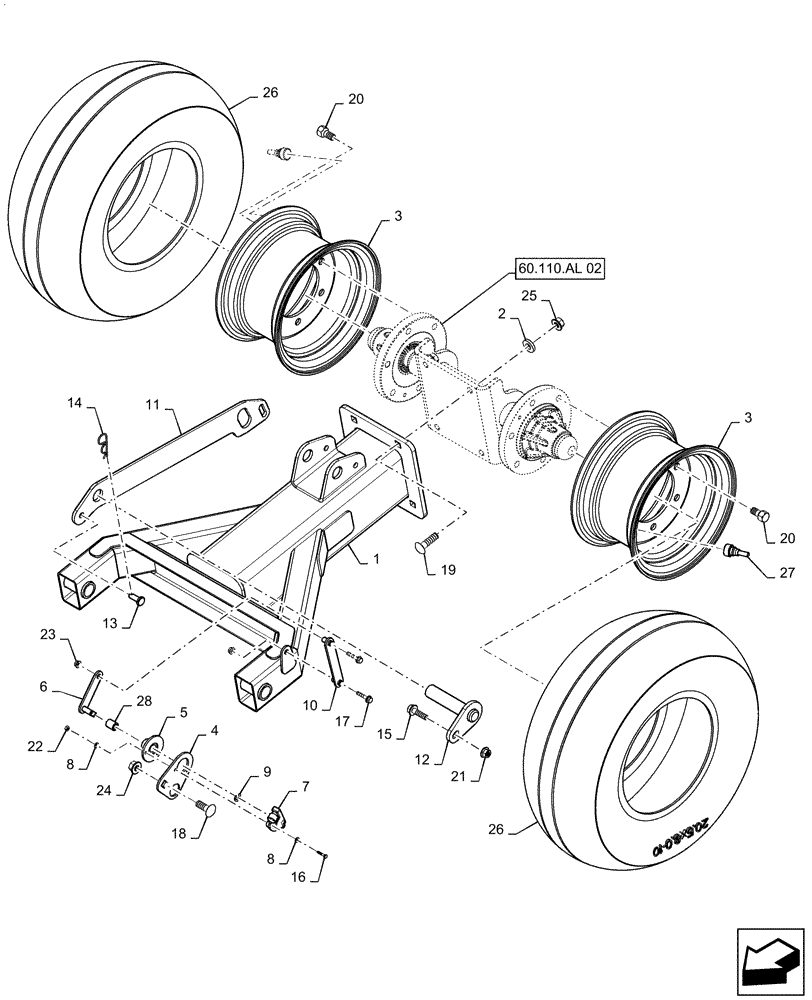 Схема запчастей Case IH 8240 - (60.110.AL[01]) - VAR - 722090, 722374, 722203 - SUPPORT, FEEDER (60) - PRODUCT FEEDING