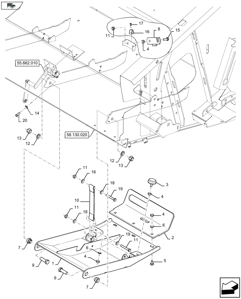 Схема запчастей Case IH 3050-18FT - (58.130.191) - SKID PLATES, LEFT-HAND SIDE - D052 (58) - ATTACHMENTS/HEADERS