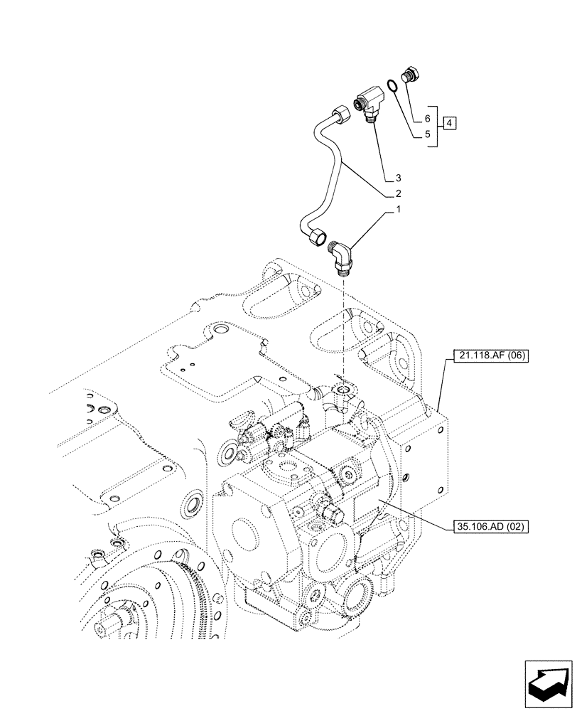 Схема запчастей Case IH PUMA 165 CVT - (21.105.BL[02]) - VAR - 391161, 758055 - LUBRICATION LINE, PUMP (21) - TRANSMISSION