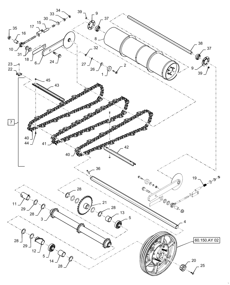 Схема запчастей Case IH 7140 - (60.150.AD[04]) - VAR - 425087, 425086, 425125, 425126, 425088 - CONVEYOR, FEEDER, TRAP, ROCK GUARD, ASN YEG012701 (60) - PRODUCT FEEDING