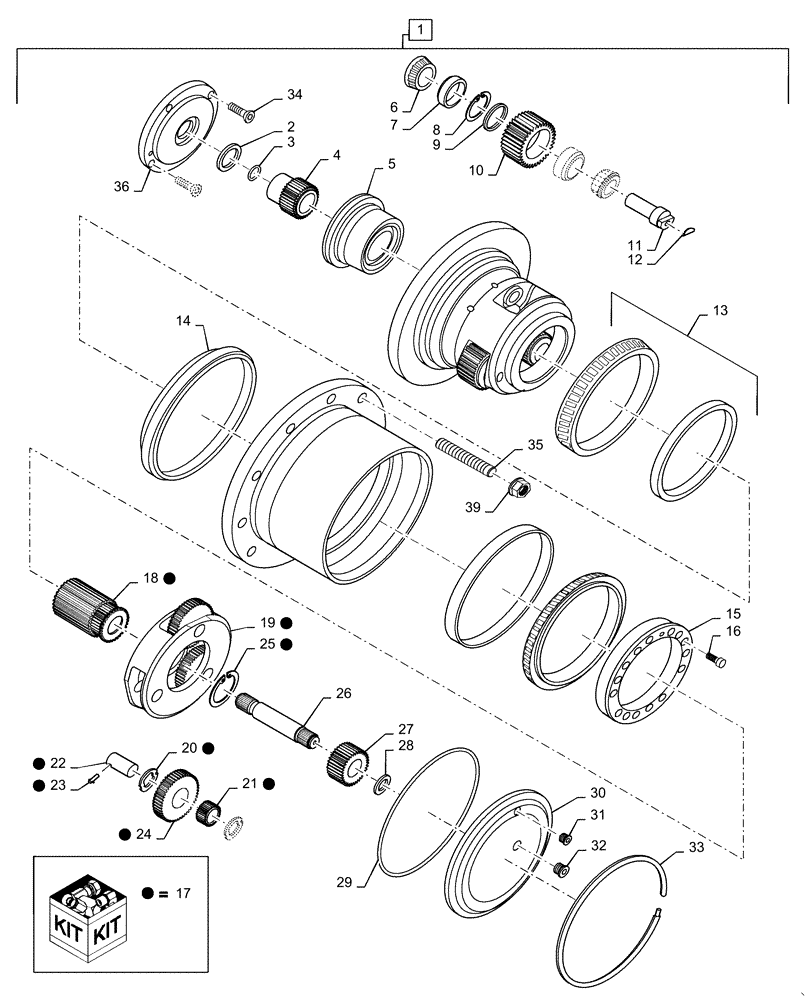 Схема запчастей Case IH PATRIOT 3340 - (29.218.AH[05]) - REAR PLANETARY HUB, BSN YGT044001 (29) - HYDROSTATIC DRIVE