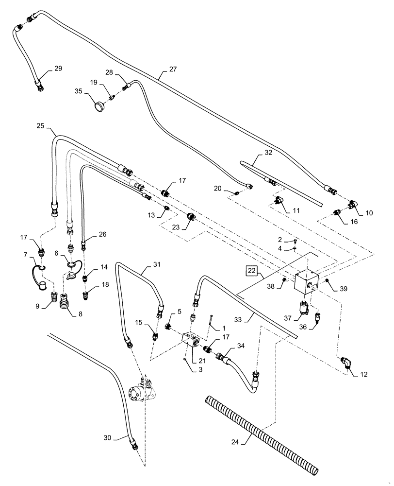 Схема запчастей Case IH DH303 - (35.420.AB[03]) - SINGLE SWATH, SOLID REEL, HYDRAULIC DRAPER DRIVE, 25FT (35) - HYDRAULIC SYSTEMS