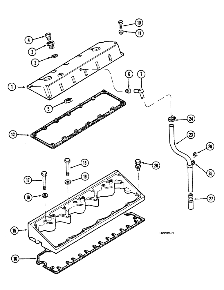 Схема запчастей Case IH 9150 - (2-40) - CYLINDER HEAD COVER, L-10 ENGINE (02) - ENGINE