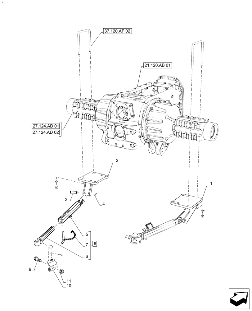 Схема запчастей Case IH FARMALL 120A - (37.120.AF[01]) - VAR - 336784, 339784, 390344 - STABILIZER (37) - HITCHES, DRAWBARS & IMPLEMENT COUPLINGS
