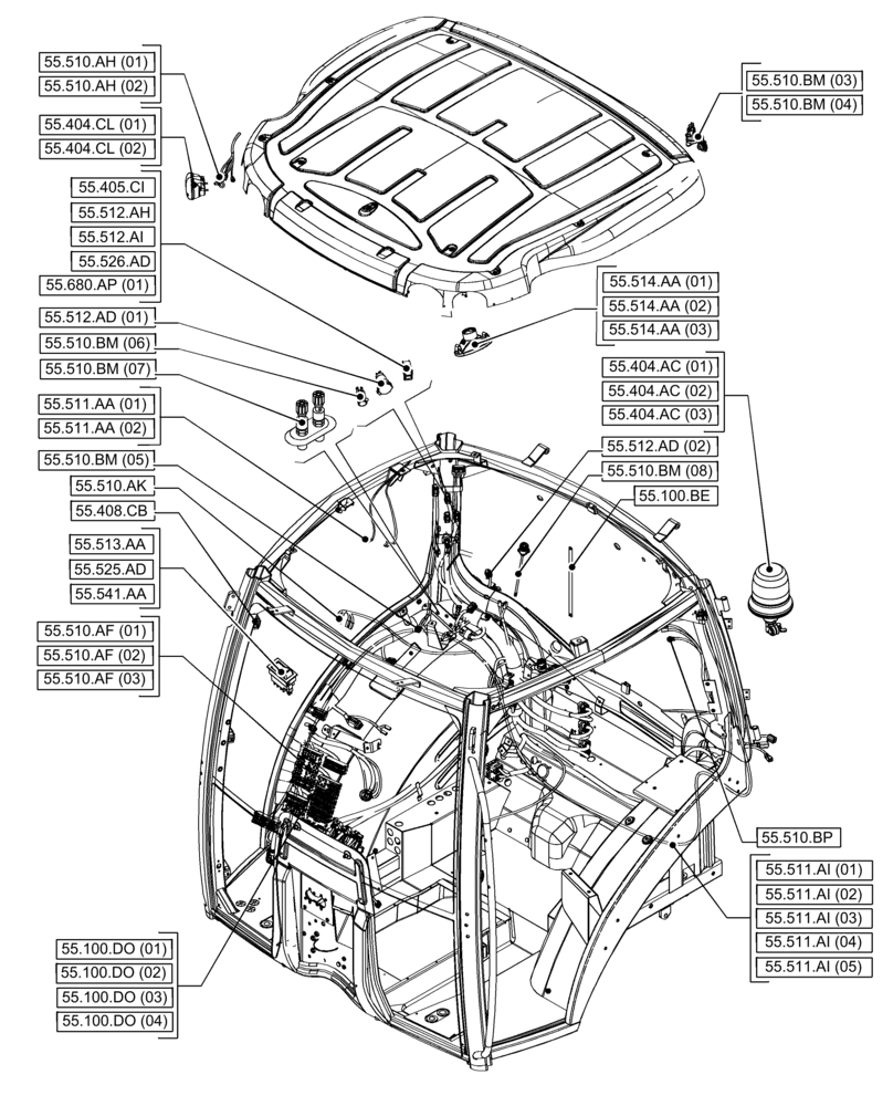 Схема запчастей Case IH PUMA 150 - (00.000.55[07]) - PICTORIAL INDEX - ELECTRICAL SYSTEMS (00) - GENERAL & PICTORIAL INDEX