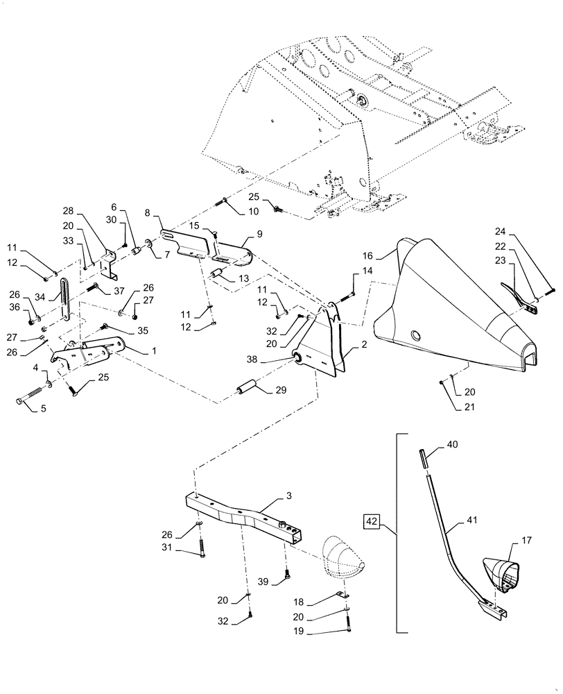Схема запчастей Case IH 3152 - (58.131.02) - DIVIDER ASSEMBLY, RIGHT HAND (58) - ATTACHMENTS/HEADERS