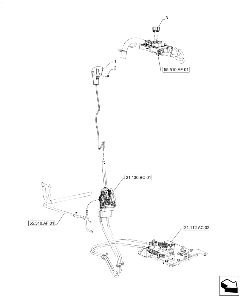 Схема запчастей Case IH FARMALL 120A - (21.130.BC[02]) - VAR - 330061 - TRANSMISSION, CONTROL LEVER, DUAL POWER (21) - TRANSMISSION