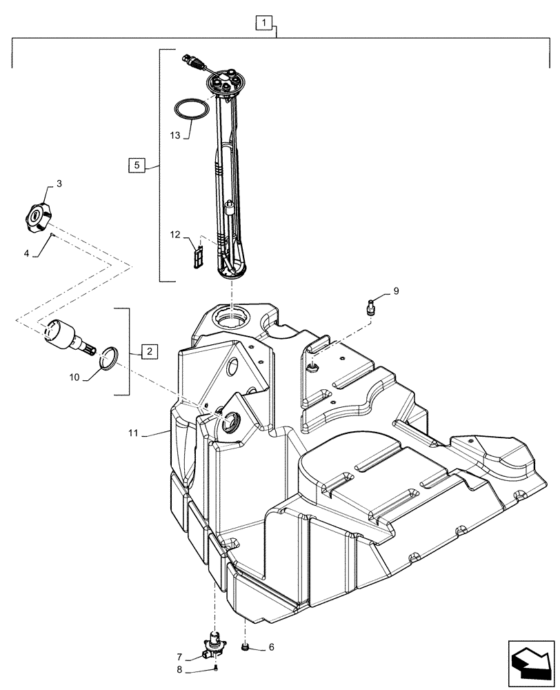 Схема запчастей Case IH QUADTRAC 540 - (10.500.AA[04]) - DEF/ADBLUE TANK, BTW ZEF303001 - ZFF304806 (10) - ENGINE