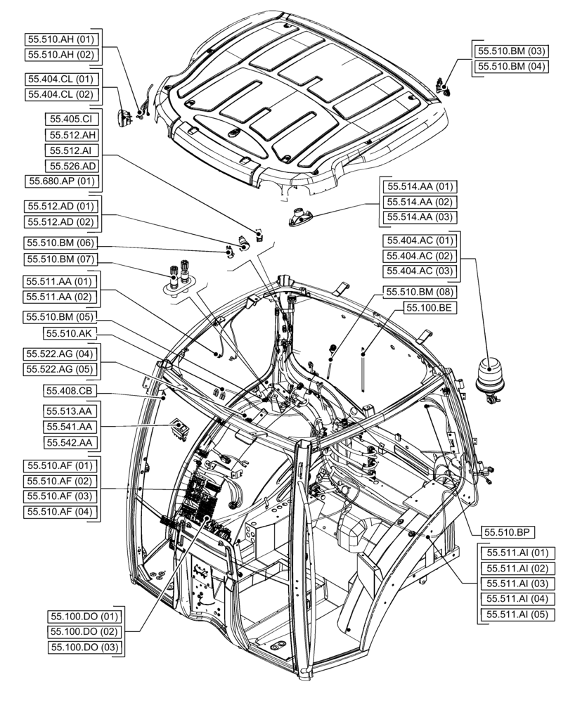 Схема запчастей Case IH PUMA 240 CVT - (00.000.55[06]) - PICTORIAL INDEX - ELECTRICAL SYSTEMS (00) - GENERAL & PICTORIAL INDEX