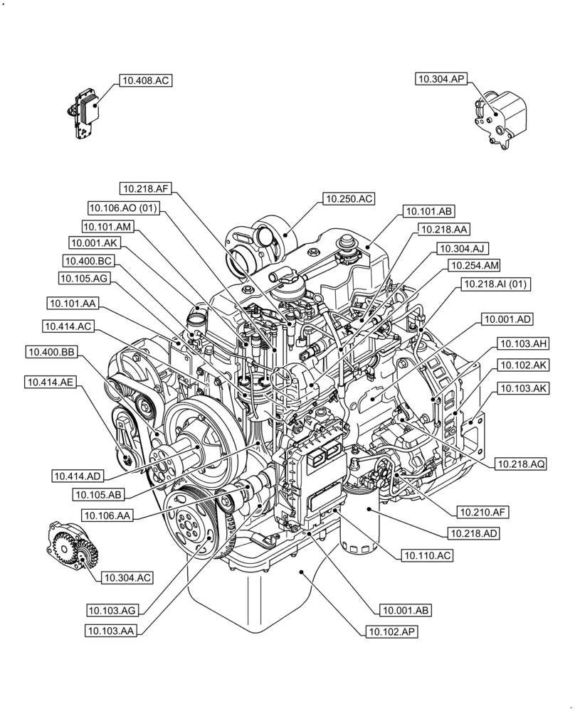 Схема запчастей Case IH F4HFE413H B004 - (10.000.00) - SECTION INDEX - ENGINE (10) - ENGINE