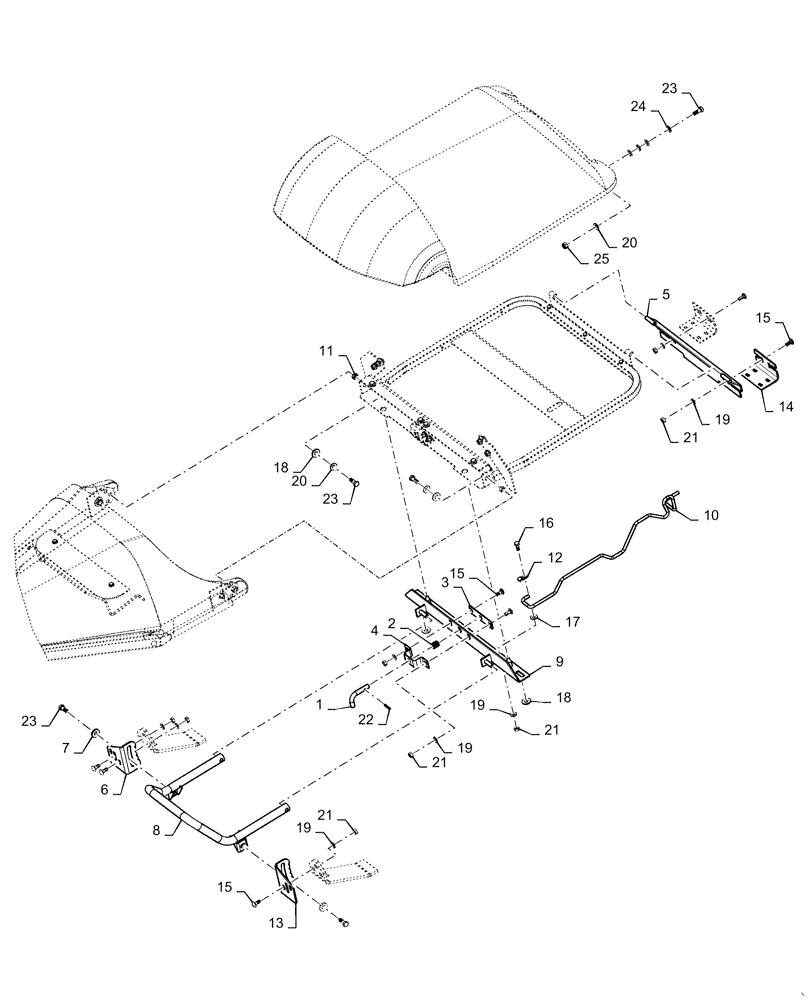 Схема запчастей Case IH 3412-22 - (20.13.06[02]) - INNER DIVIDERS, MOUNT HARDWARE, 36" & 38"; YBS022001 AND AFTER (58) - ATTACHMENTS/HEADERS