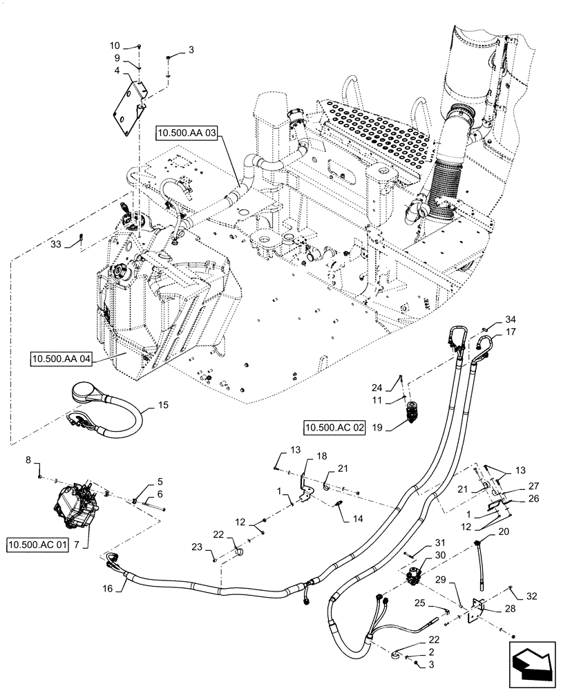 Схема запчастей Case IH STEIGER 500 - (10.500.AD[02]) - DEF/ADBLUE™ LINES, ASN ZEF303001 (10) - ENGINE