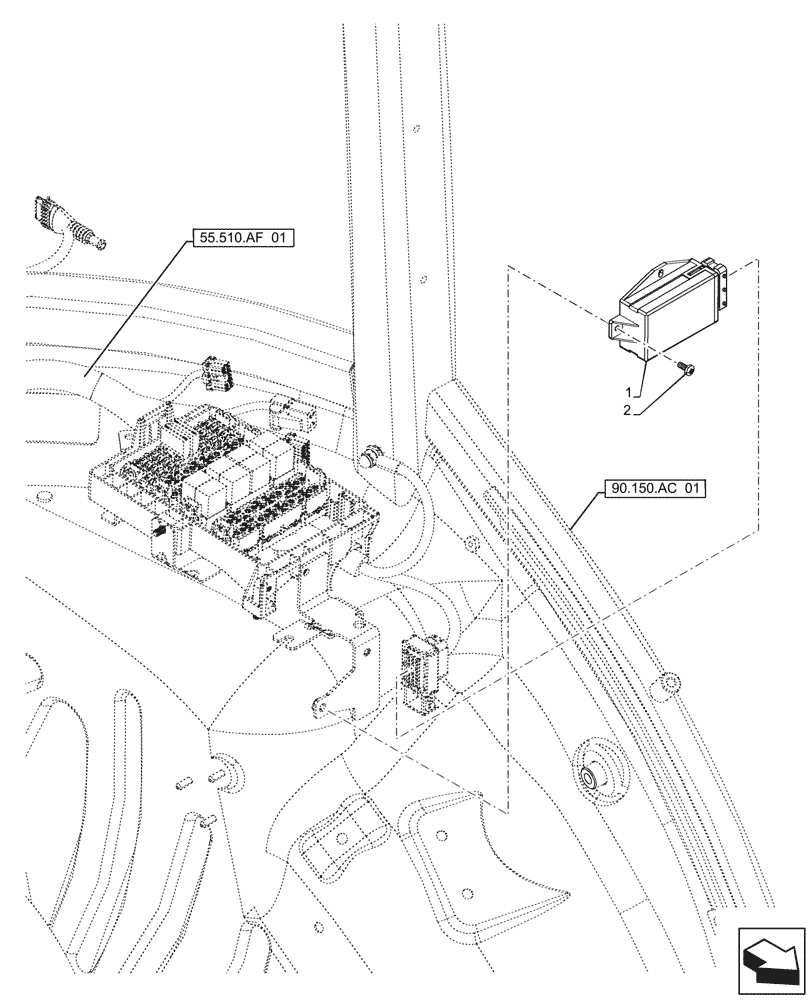 Схема запчастей Case IH FARMALL 120A - (55.404.DB[01]) - VAR - 391610 - FLASHER UNIT, CAB (55) - ELECTRICAL SYSTEMS