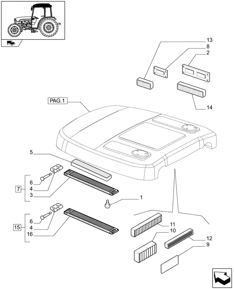 Схема запчастей Case IH FARMALL 85C - (1.92.94[02]) - CAB - ROOF (10) - OPERATORS PLATFORM/CAB