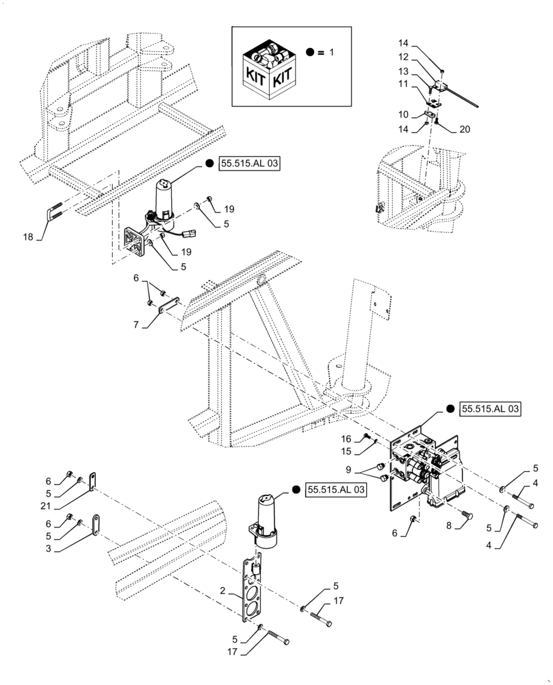 Схема запчастей Case IH PATRIOT 4440 - (55.515.AL[01]) - AUTOBOOM MOUNTING PARTS, 90/100, BOOM LEVEL AND HEIGHT CONTROL, BSN YGT044001 (55) - ELECTRICAL SYSTEMS