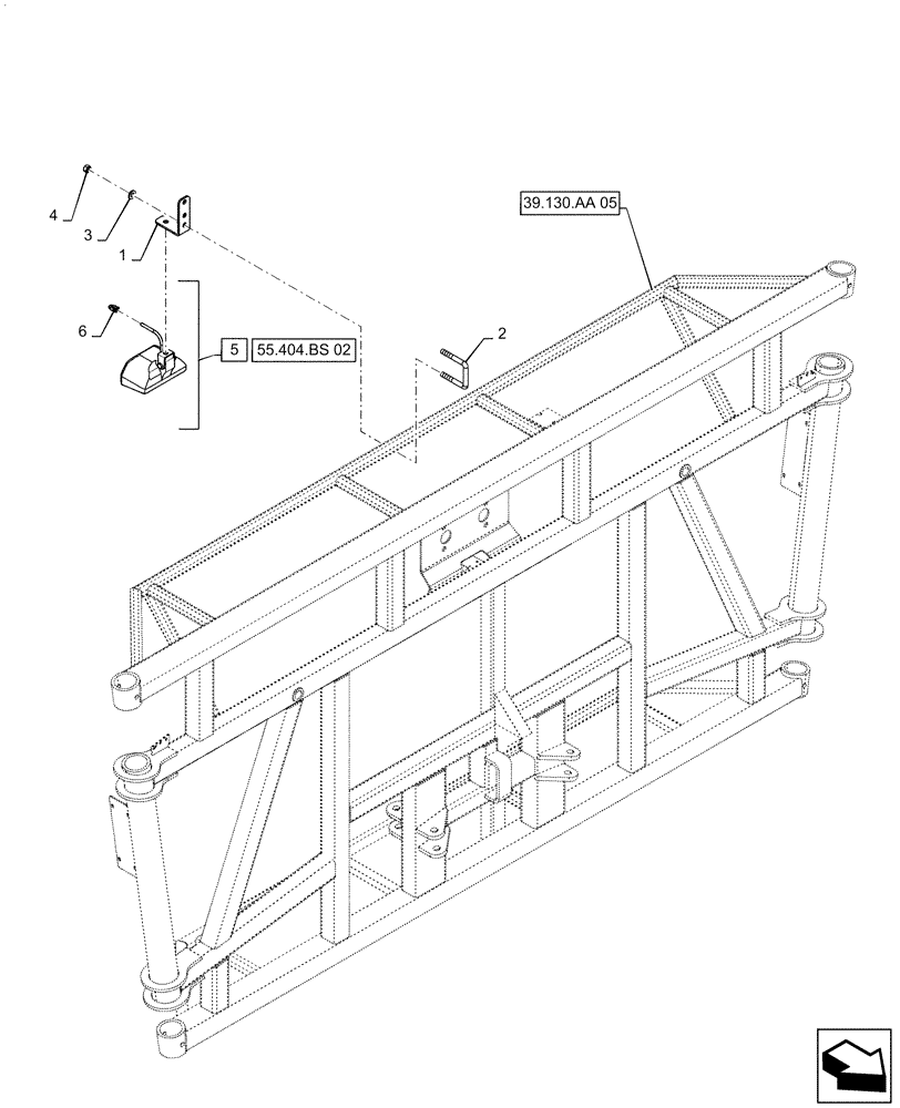 Схема запчастей Case IH PATRIOT 4440 - (55.404.BS[01]) - BOOM CENTER SECTION LIGHT, BSN YGT044294 (55) - ELECTRICAL SYSTEMS