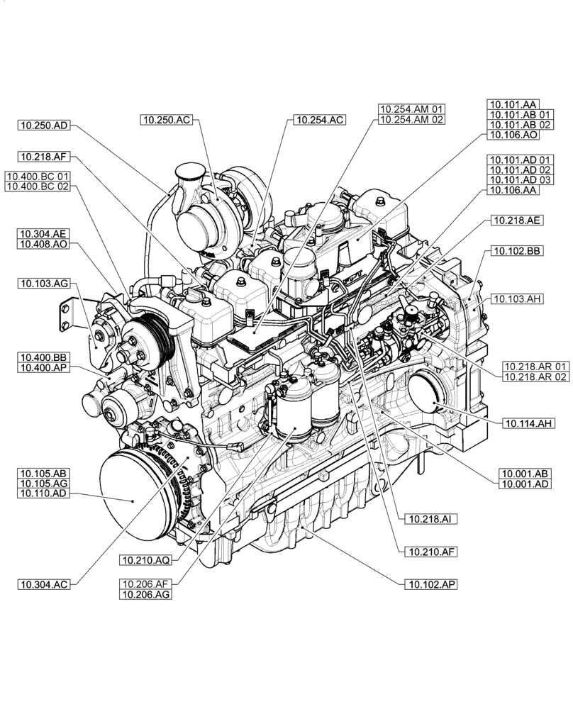 Схема запчастей Case IH F4CE0654B B601 - (00.000.10) - PICTORIAL INDEX - ENGINE (00) - GENERAL & PICTORIAL INDEX