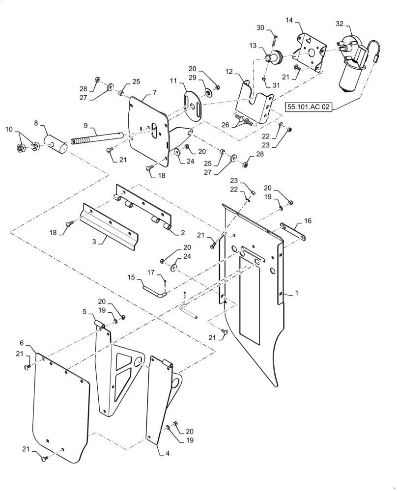 Схема запчастей Case IH 9240 - (73.230.AG[02]) - VAR - 425360, 425428 - DEFLECTOR (73) - RESIDUE HANDLING