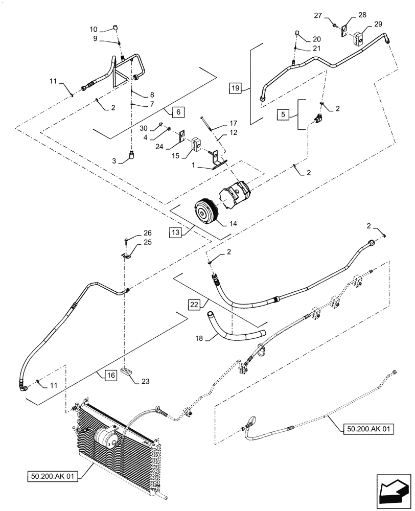 Схема запчастей Case IH MAGNUM 280 - (50.200.AA[01]) - AIR CONDITIONING COMPRESSOR - BSN ZHRF01132 (50) - CAB CLIMATE CONTROL