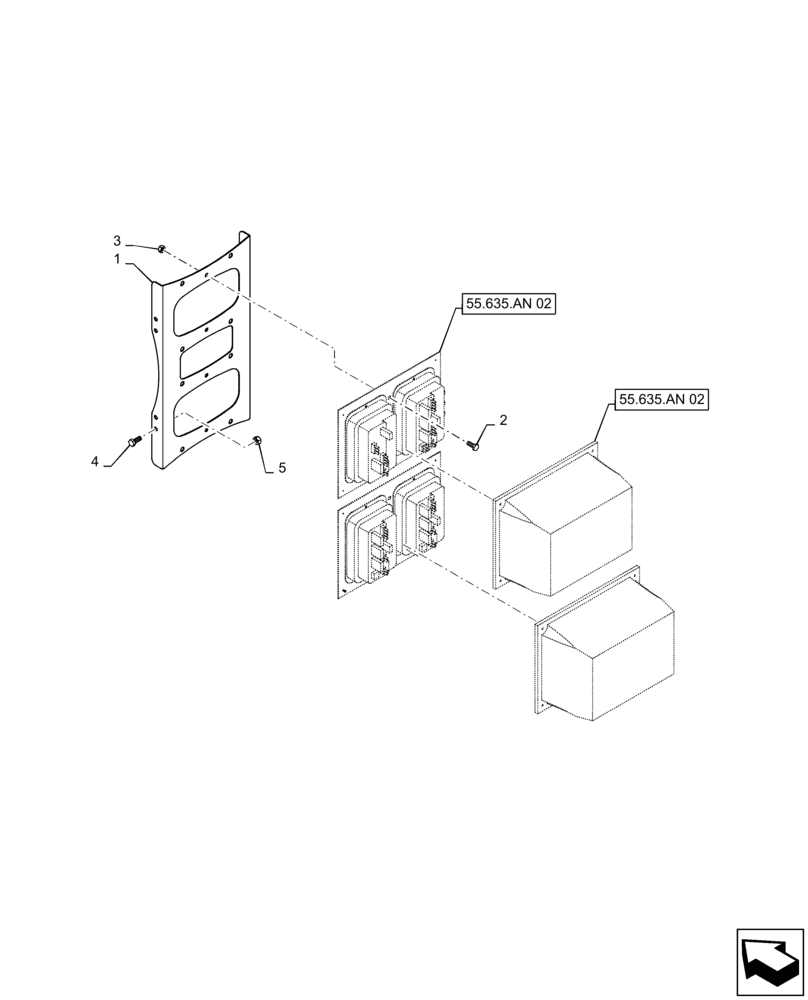 Схема запчастей Case IH PATRIOT 3340 - (55.635.AN[03]) - AIM COMMAND CONTROL MODULE, 7 SECTION, MOUNTING PLATE (55) - ELECTRICAL SYSTEMS