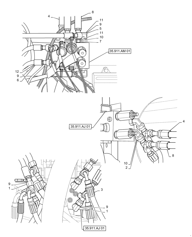 Схема запчастей Case IH PATRIOT 4440 - (55.515.AL[02]) - AUTOBOOM HYDRAULIC HOSES, 90/100, BOOM LEVEL AND HEIGHT CONTROL, BSN YGT044001 (55) - ELECTRICAL SYSTEMS