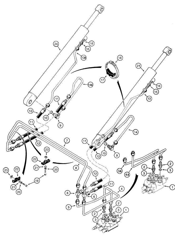 Схема запчастей Case IH 1835C - (8-04) - LOADER LIFT HYDRAULIC CIRCUIT USED ON MODELS WITHOUT SELF-LEVELING (08) - HYDRAULICS