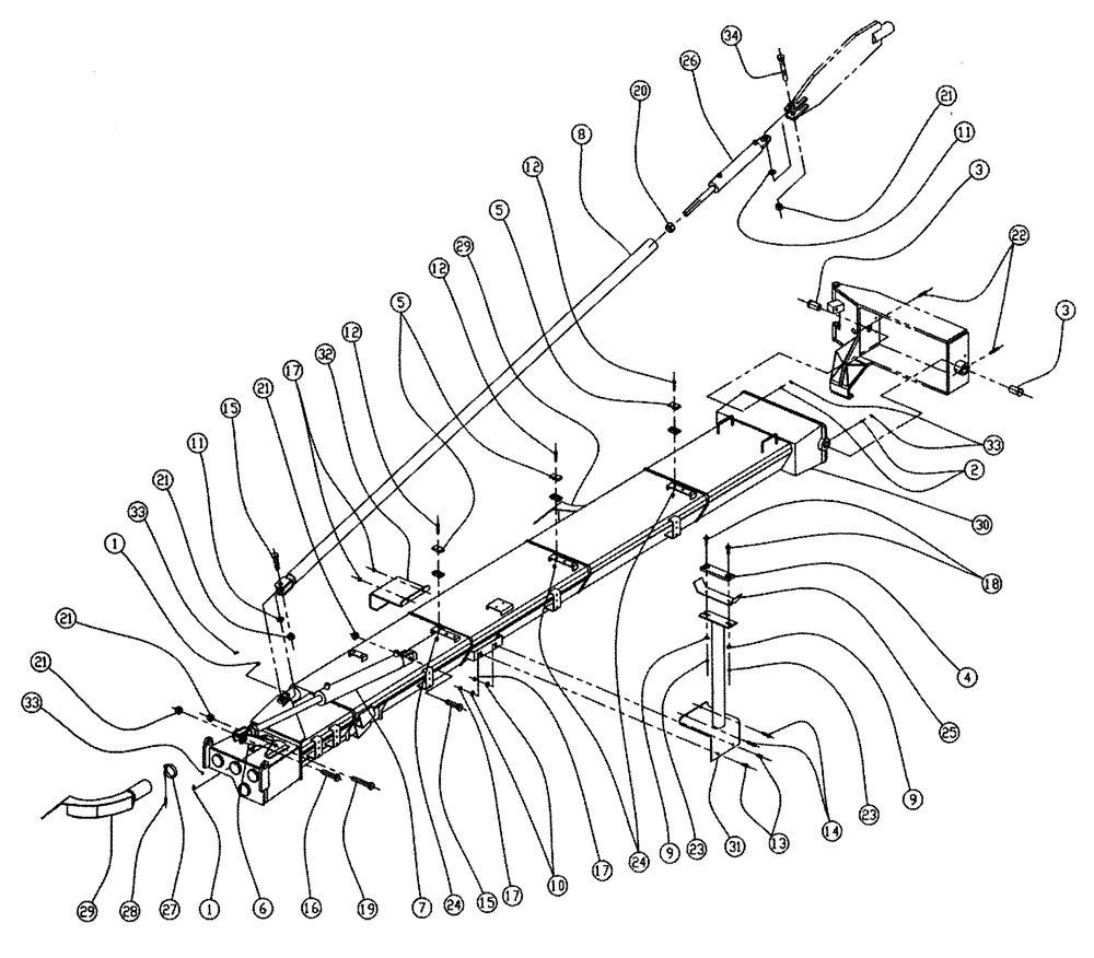Схема запчастей Case IH FLEX-AIR - (04-006) - BOOM GROUP, 2.5" TUBES, INNER Boom Group
