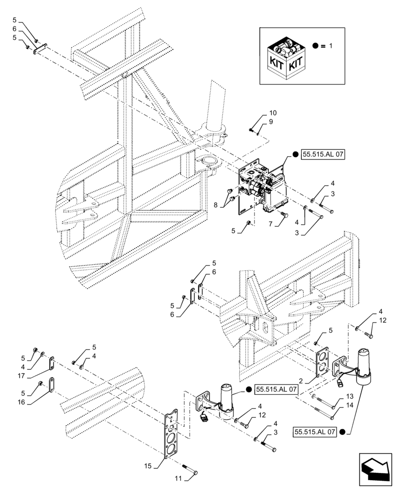 Схема запчастей Case IH PATRIOT 4440 - (55.515.AL[06]) - AUTOBOOM MOUNTING PARTS, 120 BOOM, BOOM LEVEL AND HEIGHT CONTROL, BSN YGT044001 (55) - ELECTRICAL SYSTEMS