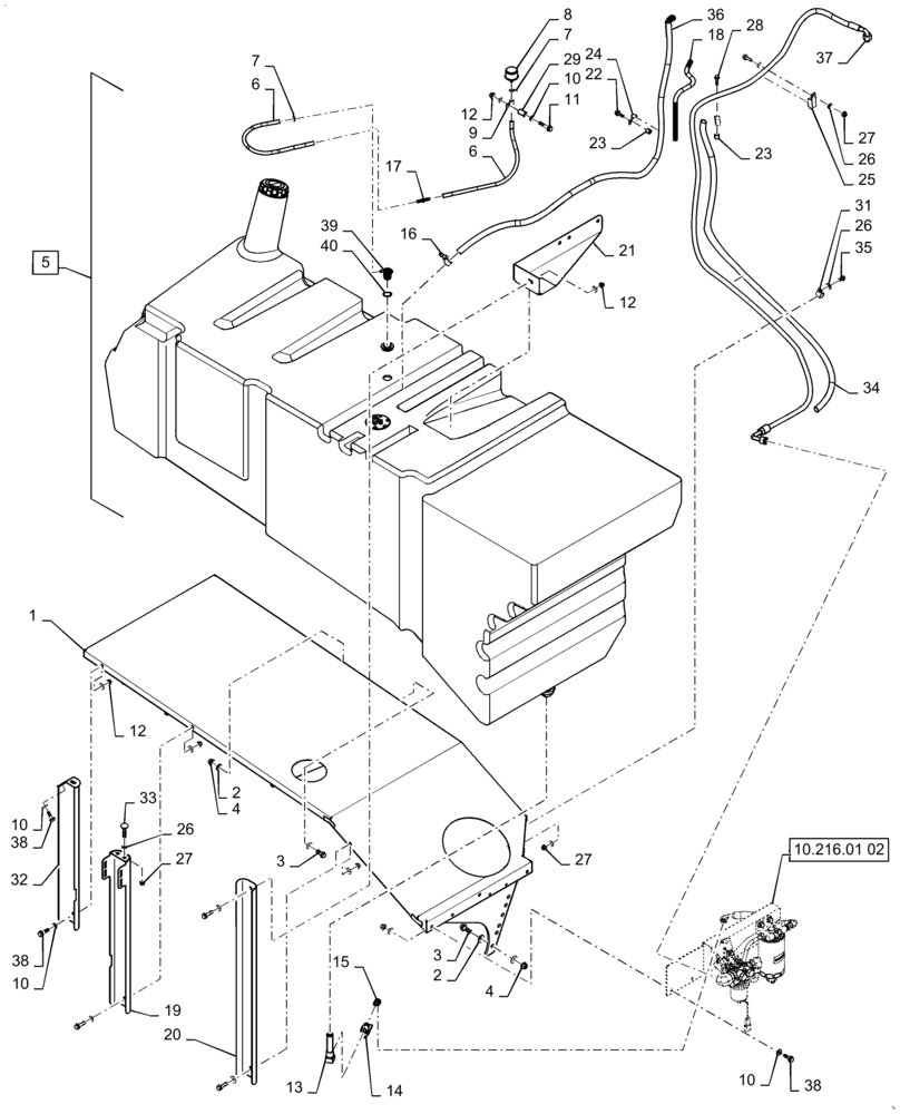 Схема запчастей Case IH 7230 - (10.216.01) - FUEL SYSTEM 7230 T2/T4 (10) - ENGINE