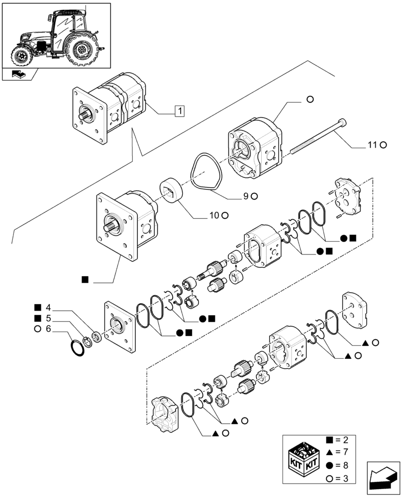 Схема запчастей Case IH FARMALL 95C - (1.42.0/ B) - HYDRAULIC PUMP - BREAKDOWN (04) - FRONT AXLE & STEERING