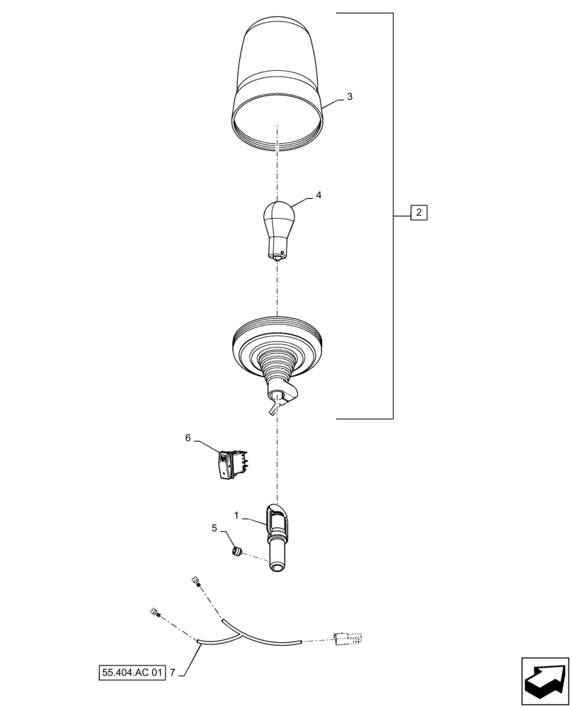 Схема запчастей Case IH PATRIOT 4440 - (55.404.AC[03]) - SINGLE BEACON LIGHT (55) - ELECTRICAL SYSTEMS