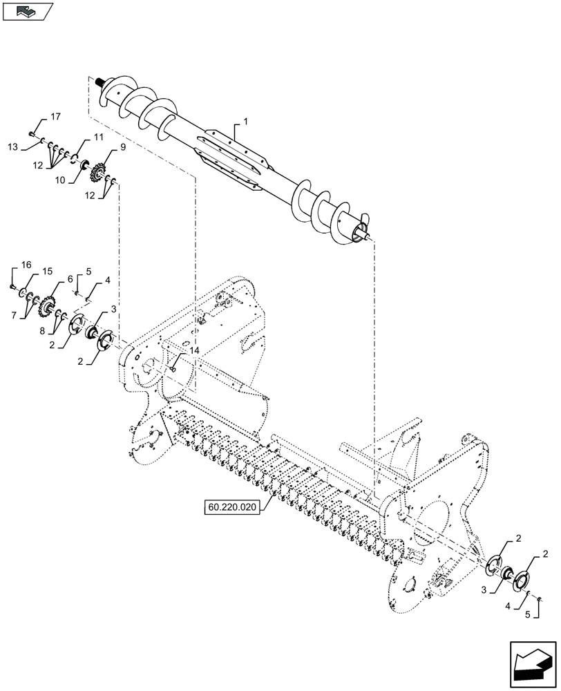 Схема запчастей Case IH LB424R XL - (60.220.101) - FEED ROLLER - D085 (60) - PRODUCT FEEDING