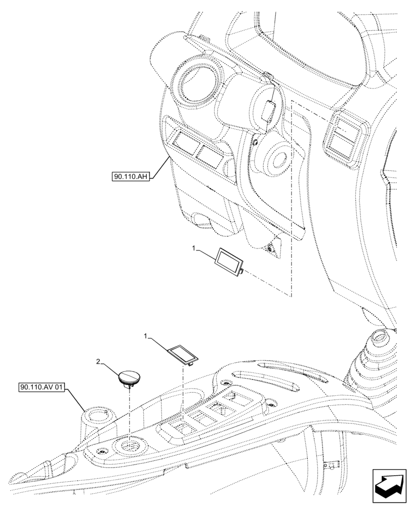 Схема запчастей Case IH FARMALL 120A - (55.512.BG[02]) - VAR - 393315 - SWITCH, PANEL, W/O CAB (55) - ELECTRICAL SYSTEMS
