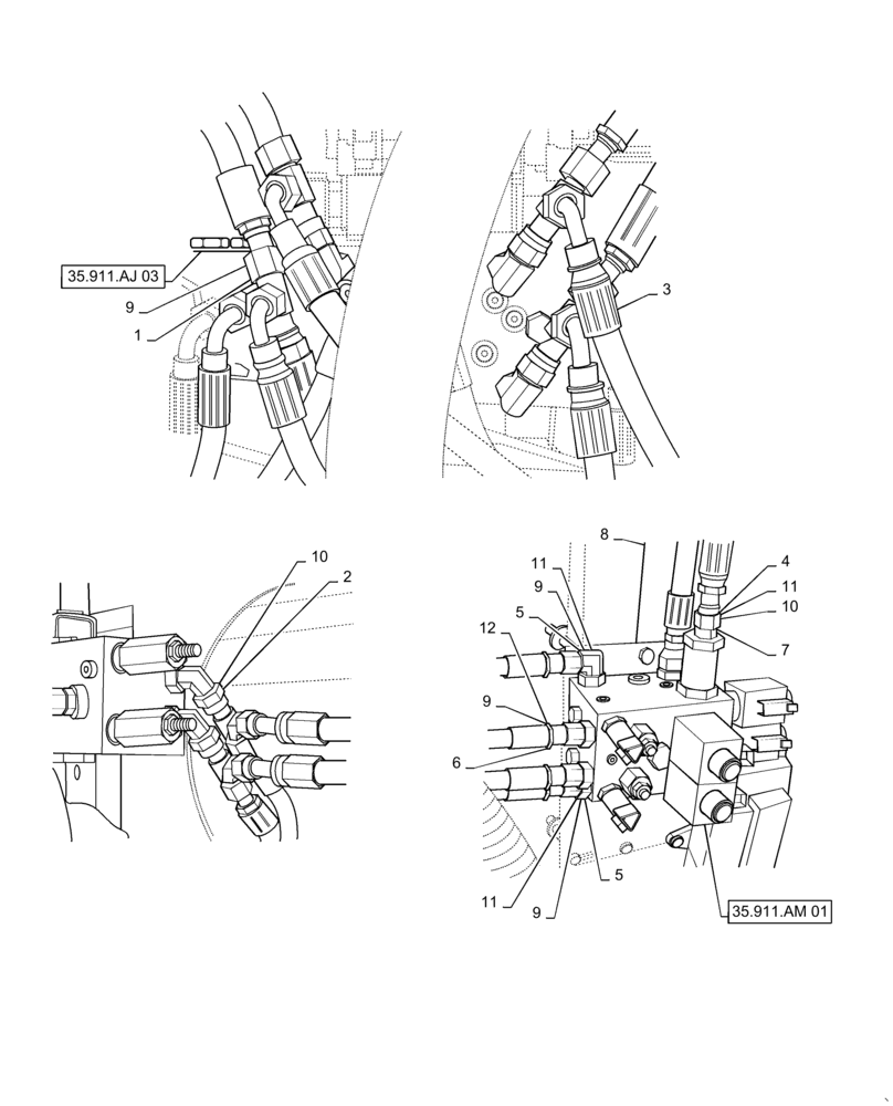 Схема запчастей Case IH PATRIOT 4440 - (55.515.AL[05]) - AUTOBOOM HYDRAULIC HOSES, 120 BOOM, BOOM LEVEL AND HEIGHT CONTROL, BSN YGT044001 (55) - ELECTRICAL SYSTEMS