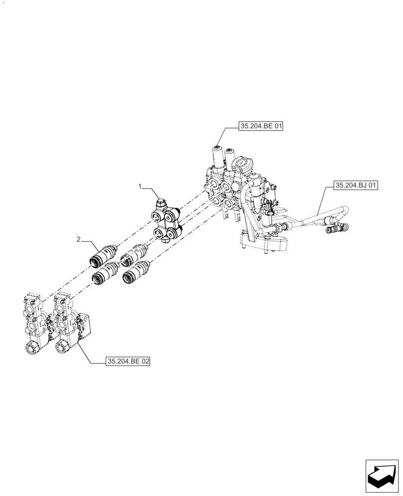 Схема запчастей Case IH FARMALL 120A - (35.204.BE[03]) - VAR - 391267 - 2 REMOTE CONTROL VALVES (35) - HYDRAULIC SYSTEMS