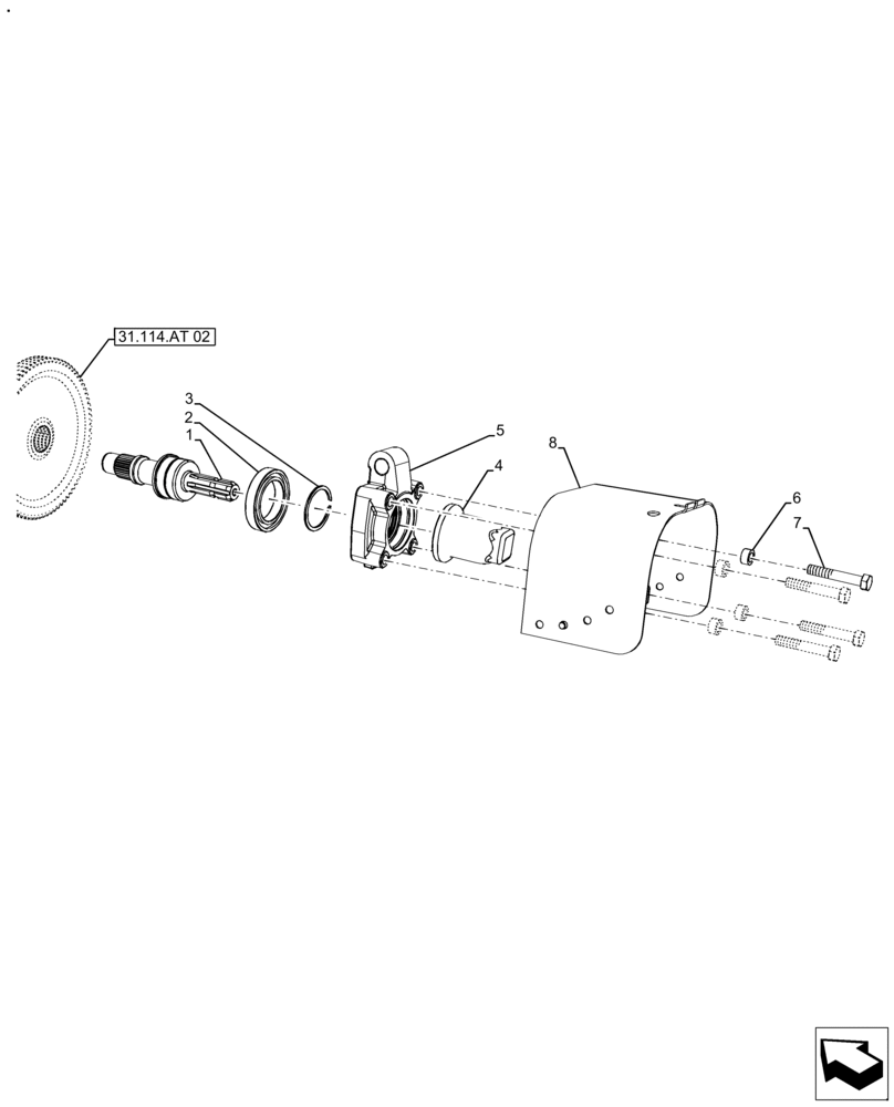 Схема запчастей Case IH FARMALL 120A - (31.110.AI[02]) - VAR - 336939 - PTO 540 RPM, DRIVEN SHAFT (31) - IMPLEMENT POWER TAKE OFF