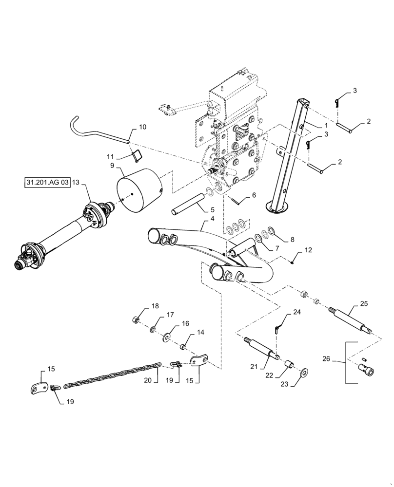 Схема запчастей Case IH DC163 - (39.110.AM[05]) - HITCH, 2-POINT ASSY (39) - FRAMES AND BALLASTING