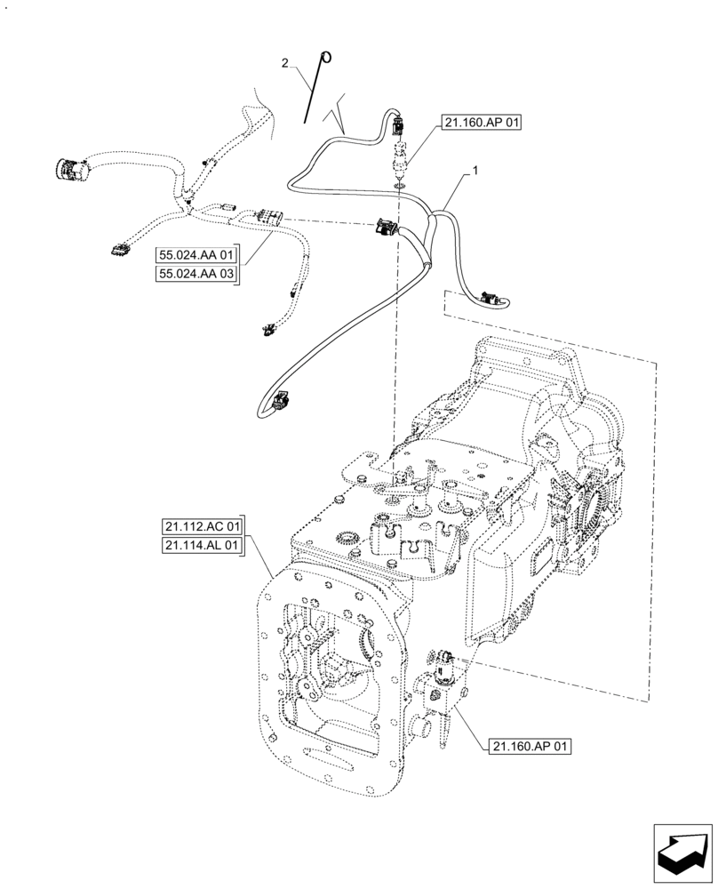 Схема запчастей Case IH FARMALL 120A - (55.100.DP[01]) - VAR - 330066 - HARNESS, CREEPER (55) - ELECTRICAL SYSTEMS