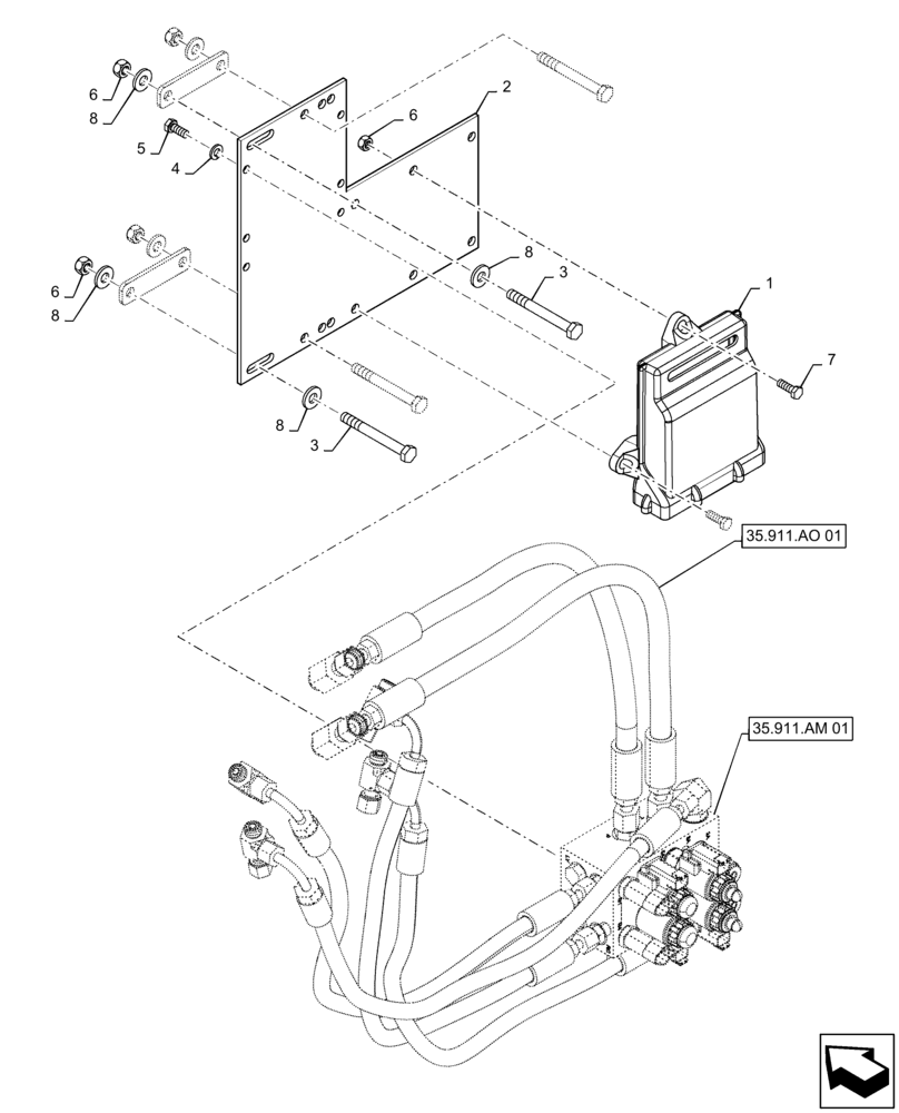 Схема запчастей Case IH PATRIOT 3340 - (55.515.AQ[01]) - AUTOBOOM CONTROL NODE, AND MOUNTING PARTS (55) - ELECTRICAL SYSTEMS