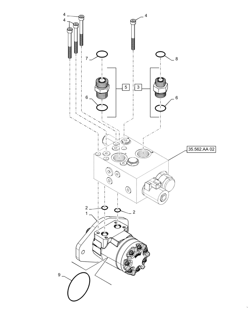 Схема запчастей Case IH 8240 - (35.562.AA[01]) - VAR - 425465, 425361 - HYDRAULIC MOTOR, REVERSER (35) - HYDRAULIC SYSTEMS