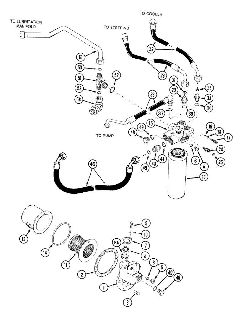Схема запчастей Case IH 7210 - (8-002) - HYDRAULIC TRANSMISSION FILTER (08) - HYDRAULICS