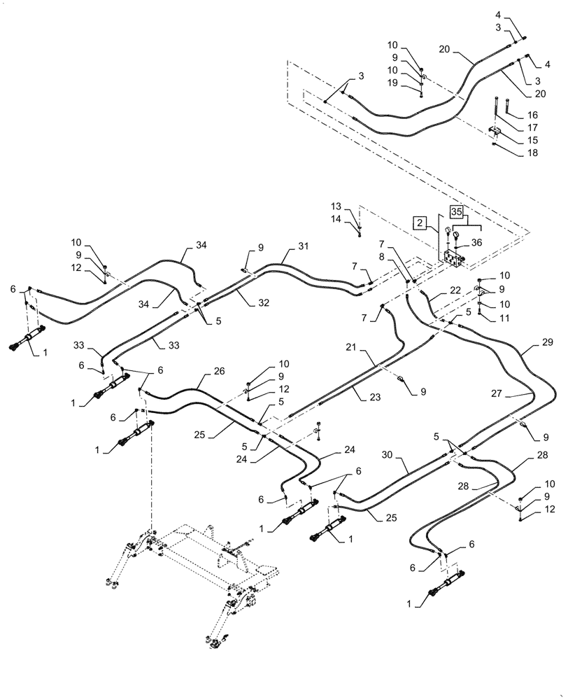 Схема запчастей Case IH TRUE-TANDEM 335 BARRACUDA - (35.525.AA[03]) - HYDRAULIC BASKET 34 FOOT (35) - HYDRAULIC SYSTEMS