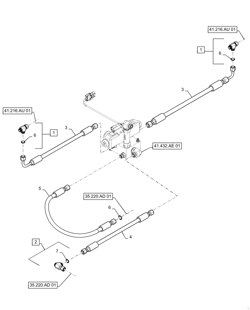 Схема запчастей Case IH PATRIOT 3340 - (41.432.AC[01]) - AUTOGUIDANCE HYDRAULIC LINES (41) - STEERING