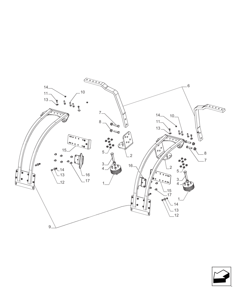 Схема запчастей Case IH MAGNUM 235 - (90.116.AC[02]) - FENDERS, FRONT, LARGE (90) - PLATFORM, CAB, BODYWORK AND DECALS