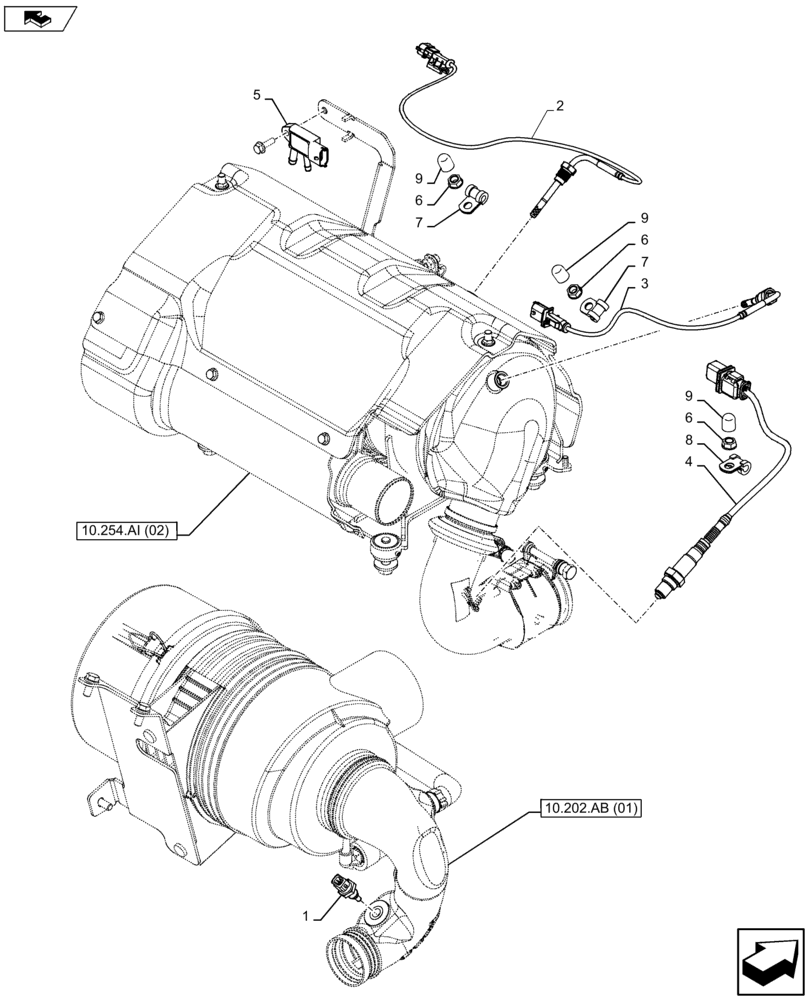 Схема запчастей Case IH FARMALL 115U - (55.014.AE[01]) - VAR - 336816, 390174 - ENGINE, SENSOR (55) - ELECTRICAL SYSTEMS