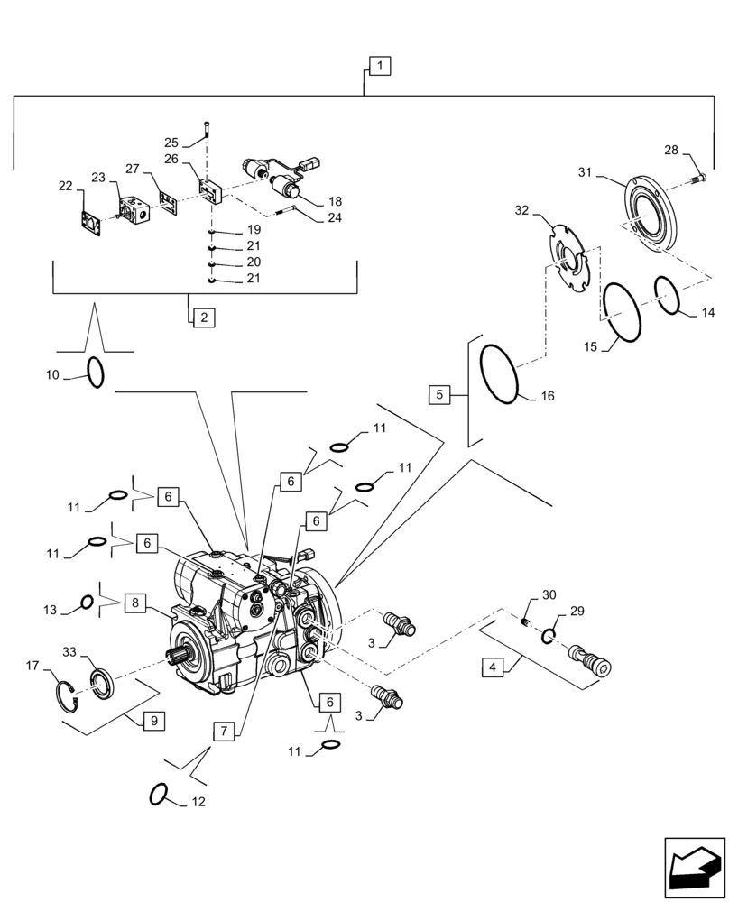 Схема запчастей Case IH 8240 - (29.100.AC[03]) - VAR - 425465, 425361 - HYDRAULIC PUMP, ROTOR (29) - HYDROSTATIC DRIVE