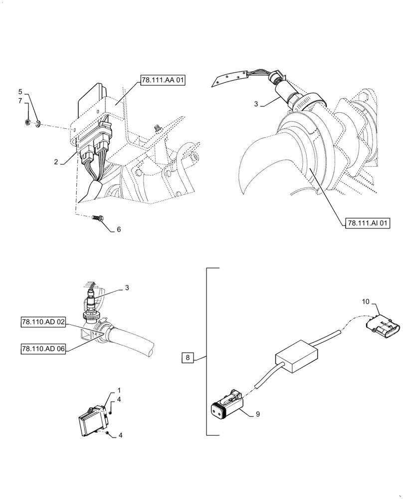 Схема запчастей Case IH PATRIOT 3340 - (55.635.AJ[01]) - PRODUCT CONTROL, NODE AND SENSORS (55) - ELECTRICAL SYSTEMS