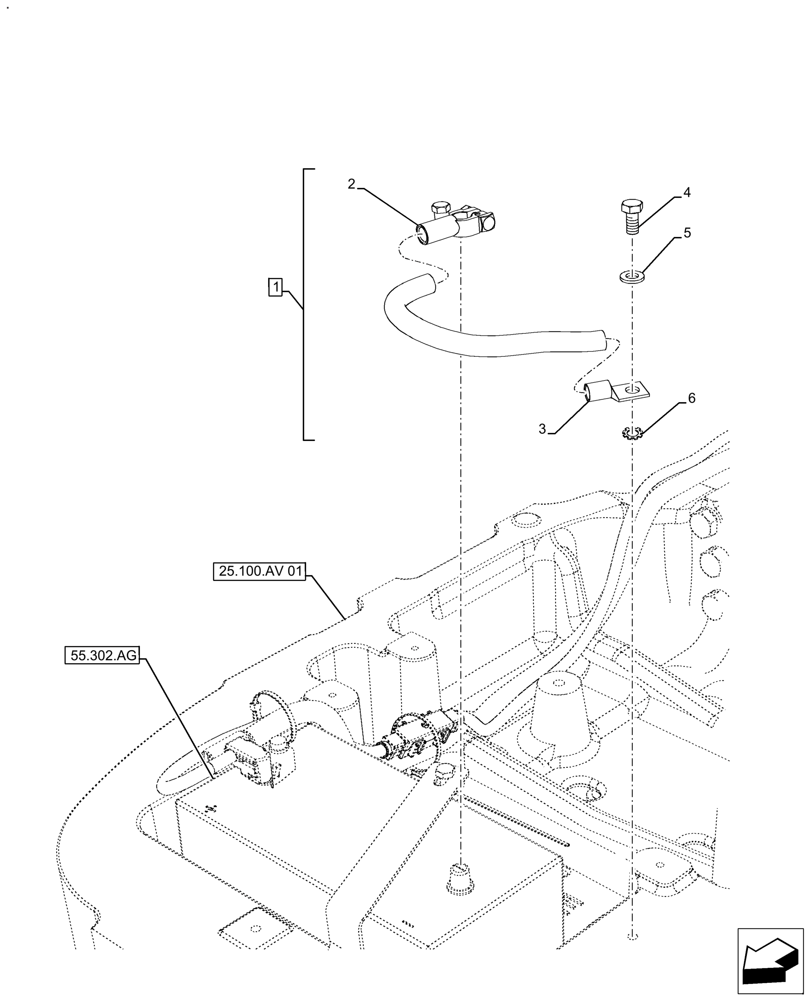 Схема запчастей Case IH FARMALL 120A - (55.302.AW) - VAR - 390747 - NEG BATTERY CABLE (55) - ELECTRICAL SYSTEMS